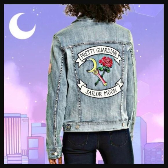 RARE BoxLunch Exclusive x Pretty Guardian Sailor Moon Denim Jacket Size SM - Picture 3 of 13